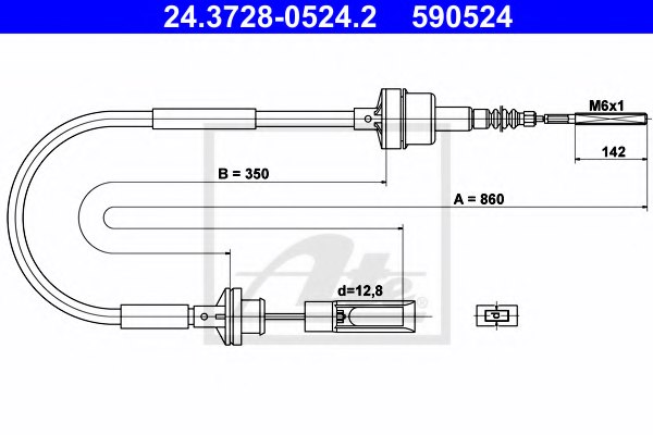 ATE 24.3728-0524.2 Clutch Cable